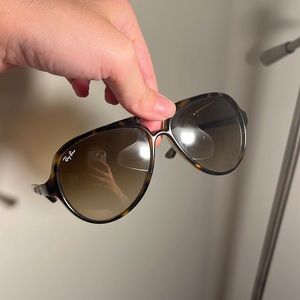Ray-Ban tortoise shell aviator sunglasses.